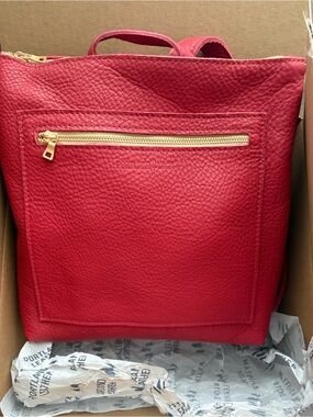 NIB Portland Leather Pebbled Backpack Tote Sugar